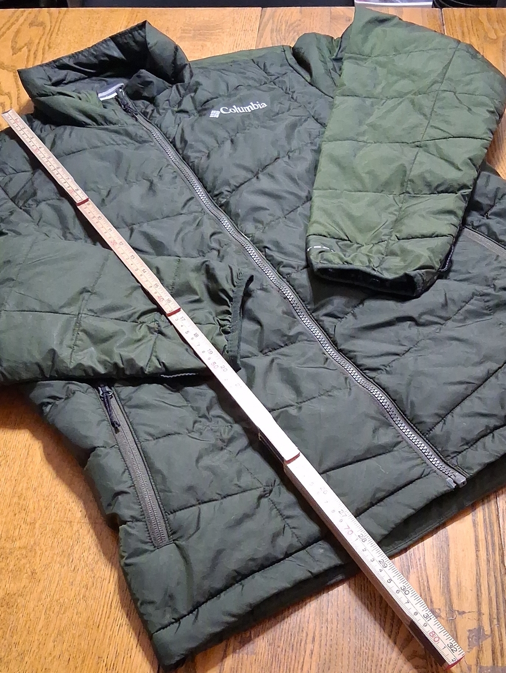COLUMBIA Jacket Mens Large GREEN  PREOWNED Used Puff Puffer Long Sleeve Coat